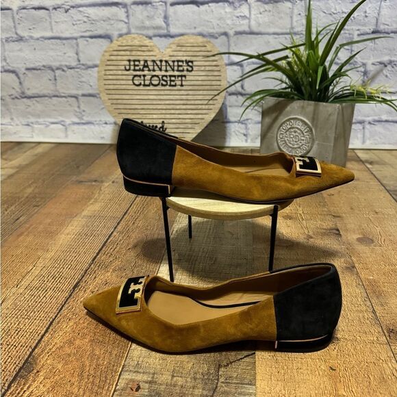 TORY BURCH- Women's Gigi Pointed Toe Color-Block Flats Size 9 - Picture 2 of 11